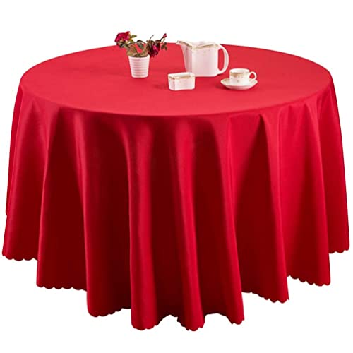 IFIKK Nappe de Table Nappe Ronde, Nappe en Simple Style Résistance à la Chaleur et à l'humidité pour Maison Mariage Restaurant Cérémonie et Autres Événements (Rouge, Rond: 180cm) Cover