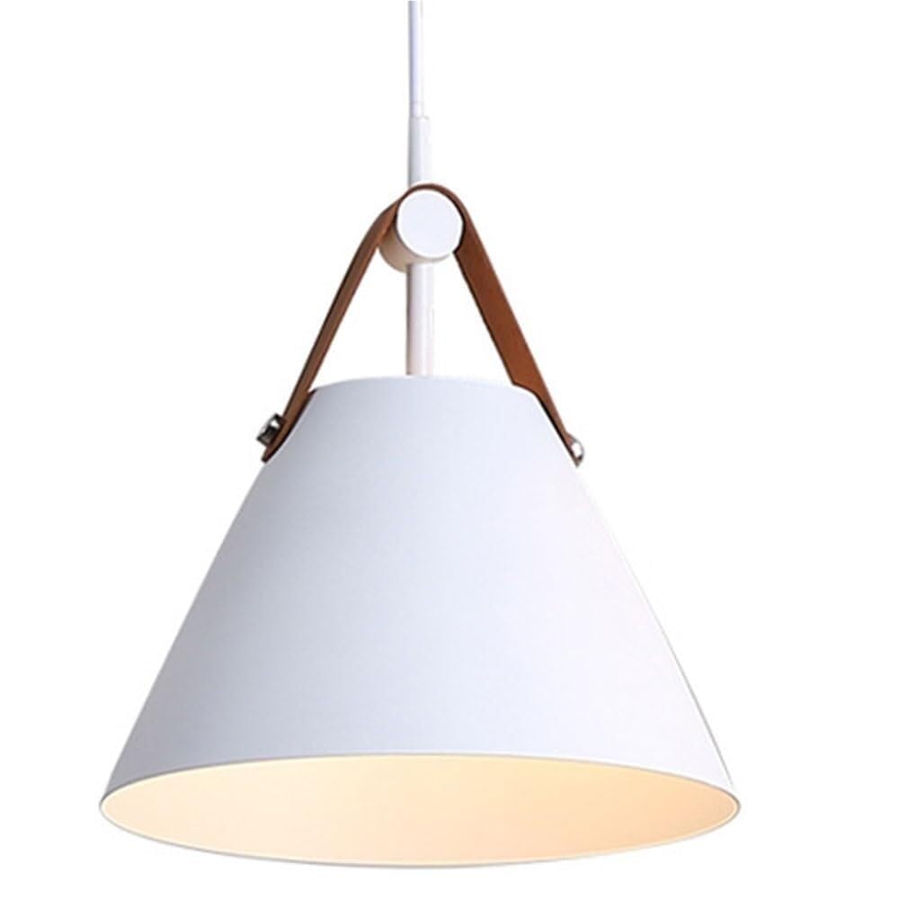 LUOYAOB Macaron Pendant Light Nordic Metal Hanging Lamp Semi Flush Mount Ceiling Fixture for Restaurant Living Room Bedroom Kitchen Island(White)