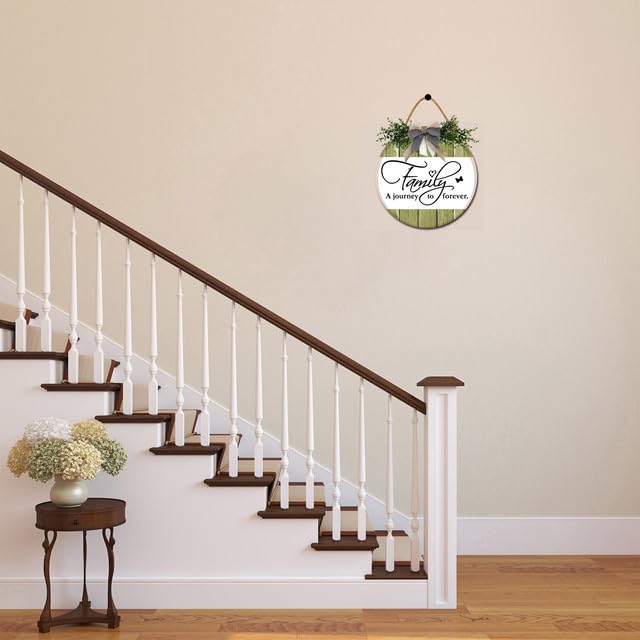 Letrero familiar con texto en inglés "Family A Journey To Forever" para puerta delantera, porche, granja, rústico, de madera, decoración de pared, arte para decoración del hogar, sala de estar