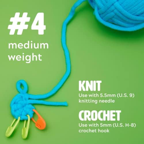 Woobles Easy Peasy Yarn for Beginners with Easy-to-See Stitches - Crochet & Knitting Yarn - Worsted Medium #4 - Cotton-Nylon Blend - 1