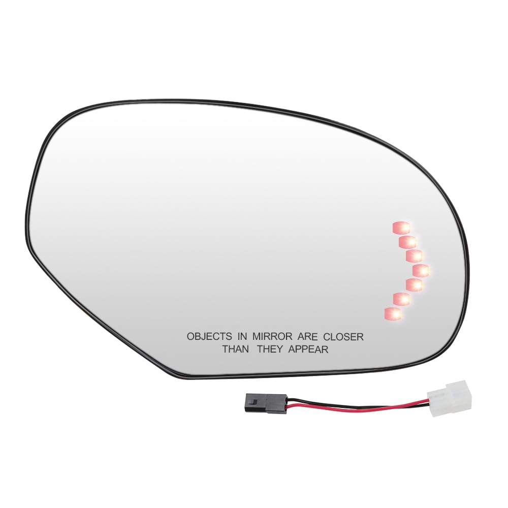 Passenger Side Power Heated Mirror Glass With Signal For 2007-2014 Silverado – Right Side, Convex, Clip-On