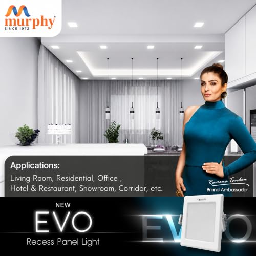 Image of Murphy EVO 5W Square LED Recess Panel Light | 85mm Outer Diameter, 70mm Cutout | 3000K Warm White | Shockproof PC Body | Energy Efficient | BIS Approved | 2-Year Warranty | Pack of 10