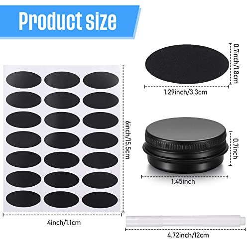 Patelai 100 Pcs Metal Tins 0.5 oz Screw Top Round Cans Aluminum Tin Jar Lip Balm Containers Bottle Empty Travel Cosmetic Cans Container with 5 Sheets Label Stickers 1 Marker(Black)2