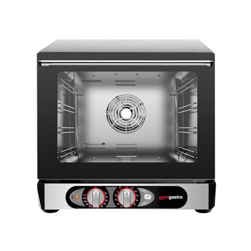 GGM Gastro Four culinaire à convection - Contrôle manuel de la température - Fonction vapeur - 4 plateaux - 2.9 kW - Acier inoxydable premium - Forme ergonomique - Noir - EHODV4