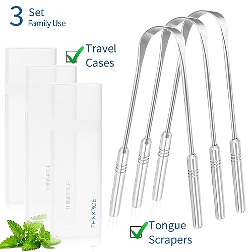 Tongue Scraper for Adults kids Medical Grade Stainless Steel Tongue Cleaner for Oral Hygiene Bad Breath - Thumbnail 3