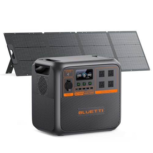 Image of BLUETTI Solar Generator AC180P with 200W Solar Panel Included (Ship Separately), 1440Wh Portable Power Station w/ 2 1800W (2700W Surge) AC Outlets, LFP Emergency Power for Camping, Off-grid, Outage