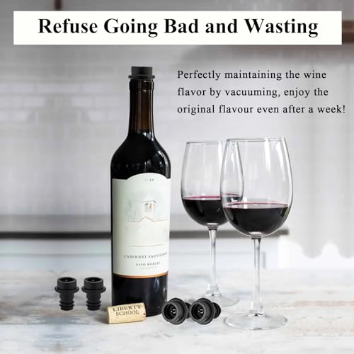 Wine Stoppers Vacuum with Pump, Keep Wine Fresh for up to 7 Days -1 Pump 4 Stoppers, Wine Pump and Wine Vacuum Stopper, Reusable for Wine Saver, Wine Stoppers for Wine Bottles