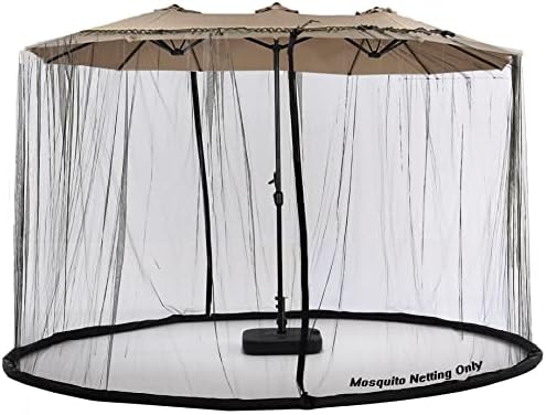 Tiimmgaal Mosquito Neting for 14FT Double-Sided Patio Umbrella Sunbrella Neting Double Zipper Water Pipe Bottom Used and for Patio Gazebo pop up canopy10x10 interchangeable (Black)