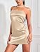 ZAFUL Women Tube Satin Mini Dress Bodycon Backless Silk Wedding Guest Cocktail Dresses (Champagne,S)