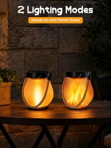 4 Pack Solar Lanterns Outdoor Waterproof Hanging Flame Halloween Lights - image 3