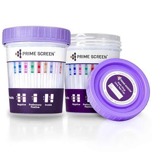 Prime Screen-12 Panel Multi Drug Urine Test Compact Cup (AMP BAR BUP BZO COC mAMP/MET MDMA MOP/OPI MTD OXY PCP THC) C-Cup-[2 Pack]- CDOA-6125