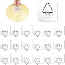 COIDEA 18 Pack Invisible Plate Hangers for The Wall, Vertical Adhesive Wall Plate Hangers for Display, Art, Pictures, Decorative, 2.25 Inch