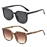 Occhiali da Sole da Donna, 2 Paia Occhiali da Sole Donna Cat Eye, Polarizzati UV400, Protezione Anti Riflesso, Stile Moda per Guida, Viaggio, Trekking, Spiaggia, Outdoor