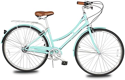 Tracer Osaka Hybrid Bikes for Women,Steel Frame,Shimano 7 Speed, 700c Wheels,Brown Seat Brown Grips,City Bike,Comfort Bike,Commuter Bike,Womens Bike,Acquamarine