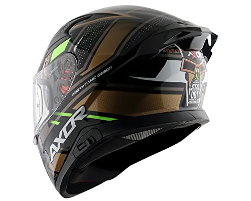 Image of Axor Apex Tiki ISI ECE DOT Certified Full Face Dual Visor Helmet for Men -Black Gold-M