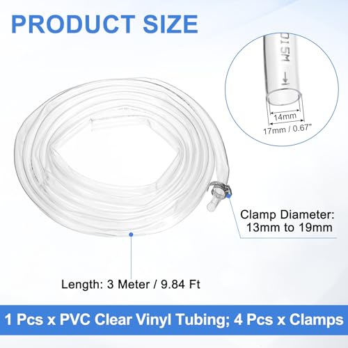 Tubo de vinilo transparente de PVC sourcing map de 10 pies para drenaje de bombas 3