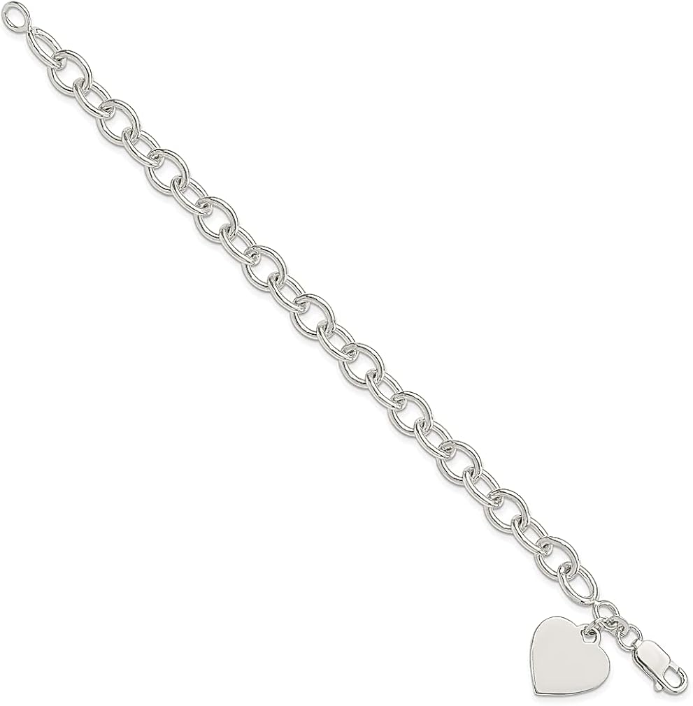 Miniatura 2 de ICE CARATS 925 Sterling Silver Engraveable Heart Link Bracelet Fancy Charm Love Fine Jewelry For Women Gifts For Her