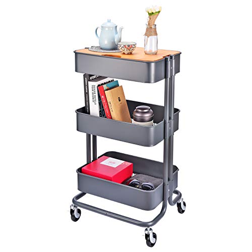 Reviews for 3 Tier Metal Utility Rolling Cart Storage Organizer