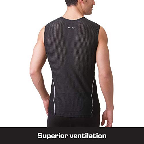 Craft Men’s Cool Mesh Superlight Summer Baselayer Sleeveless Tee - For Superior Ventilation Black/Silver #TOP2