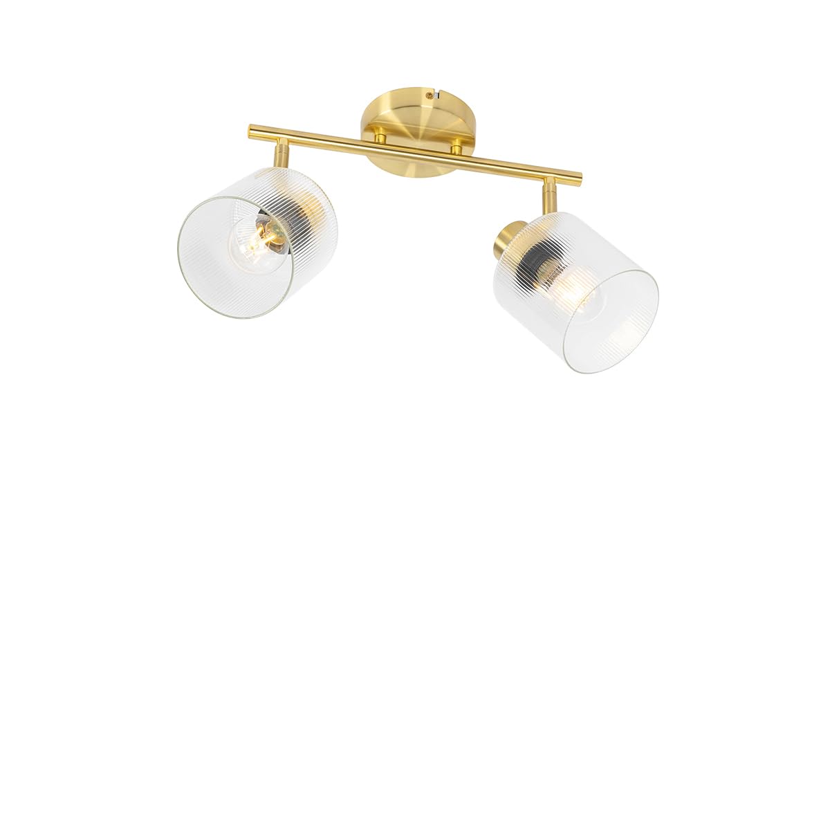 Qazqa Gold - Ceiling Spotlight With Glass 2-Light Adjustable - Laura - Art Deco - Suitable For Led E27 | 2 Way Light - Glass Surface-Mounted Spotway Light - Suitable For Living Room I Kitchen I Bed