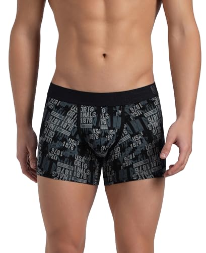 Image of Jockey US63 Men's Super Combed Cotton Elastane Stretch Printed Trunk with Ultrasoft Waistband