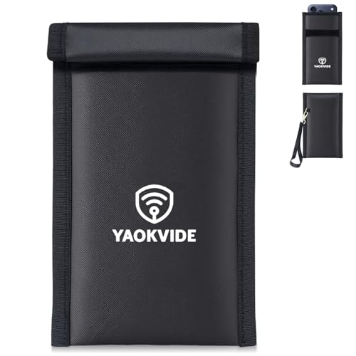 Military Grade Faraday Bags for Phones & Car Keys Anti Theft Signal Blocking Pouch Blocks 5G/WiFi/Bluetooth/GPS Prevents Keyless Entry Hacking Fireproof Waterproof with Detachable Strap
