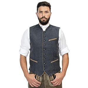 Schöneberger Trachten Couture Heren klederdrachtvest Hubertus – Lodenvest vintage blauw – vest lederhose