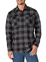 Wrangler Men's Long Sleeve Plaid Fleece Button Down Shirt, Gray Buffalo Plaid, Medium US