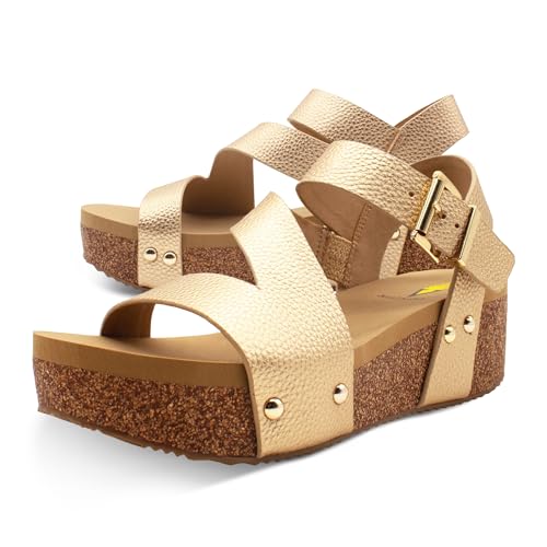 VOLATILE Women's Biloxi Vegan Leather Strappy Wedge Sandal