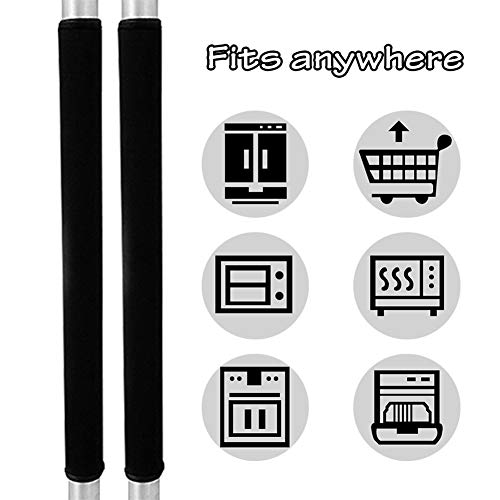 Miaowater 4 Pcs Refrigerator Door Handle Covers Kitchen Appliance Decor Handles Anti-Skid Anti-Static Protector Fridge, Dishwasher Oven Keep Off Fingerprints,Food Stains (Black) #TOP4