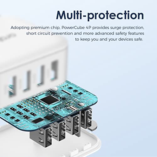 Image of Oraimo 25.5W 4 Ports USB Charger, 5.1A Wall Charger Phone Adapter Compatible for iPhone 13 /13 Mini /13 Pro Max /12 /12 Pro Max, iPad mini /Pro, Pixel, Galaxy, Airpods Pro (Black)