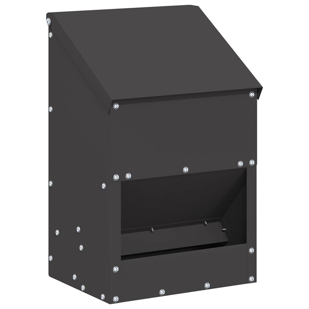 Vidaxl Black Chicken Feeder 21 X 16 X 33 Cm Cold-Rolled Steel, Other, Rectangular, Industrial Structures, Metal Frameworks, And Sustainable Designs For Urban Development Projects