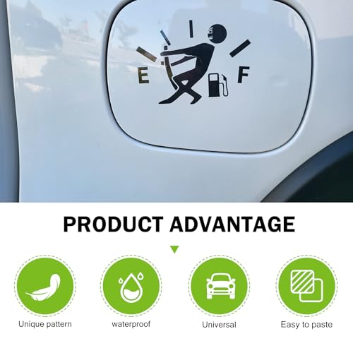 Image of Funny Fuel Tank Stickers, Vinyl Gas Tank Decal, Reflective Fuel Lid Decals, Self-Adhesive Fuel Gauge Empty Stickers, Auto Fuel Tank Cover Sticker, Universal Funny Signs Decal for Cars (Black)