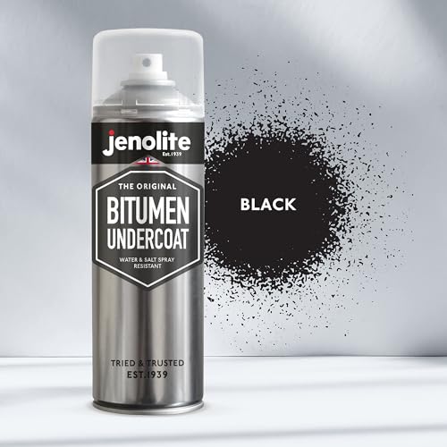 JENOLITE Bitumen-Grundierungs-Aerosolfarbe | SCHWARZ | Korrosionsschutzspray | Auto-Unterbodenversiegelung, Dachrinnenreparatur, Dachversiegelung | 500 ml