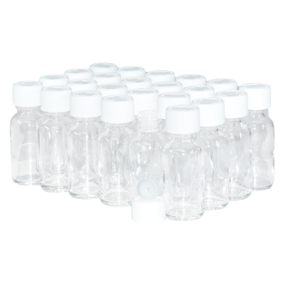 1 oz. Clear Boston Round with Reducer and White Child-Resistant Cap ((24 Pack), Clear)