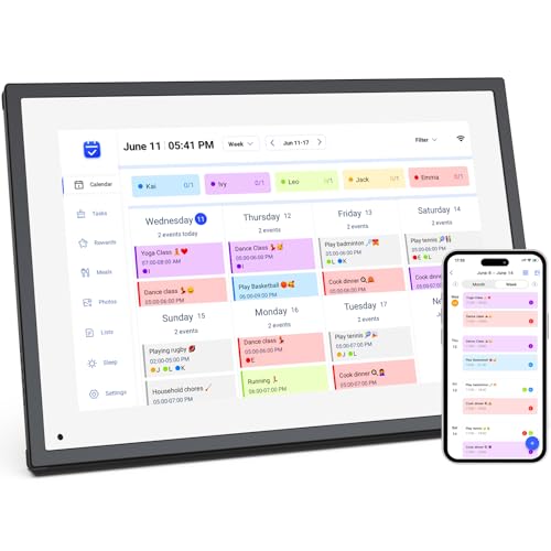 10.1 inch Wall Planner Digital Calendar & Chore Chart,Smart Touchscreen Interactive Display for...
