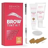 RB RENATA BEAUTY Augenbrauenfarbe Set – Brow Färbeset inkl. Entwickler & Stylingbürste – Augenbrauen Färbeset – Eyebrow Dye mit bis zu 4 Wochen Halt – Brow Tint für Natürlichen Look [Hellbraun]