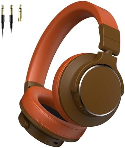Rumoon Wired Over Ear Headphones, Studio Monitor & Mixing DJ Headphones with 50mm Neodymium Drivers and 1/4 to 3.5mm Jack for Guitar AMP Podcast Piano Keyboard (Black-Red)