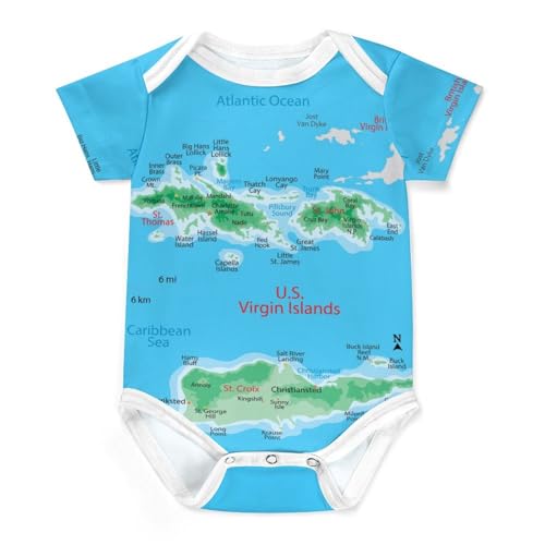 Maps of US Virgin Islands Newborn Baby Romper,Boy Girl Sweatshirt Outfit Romper