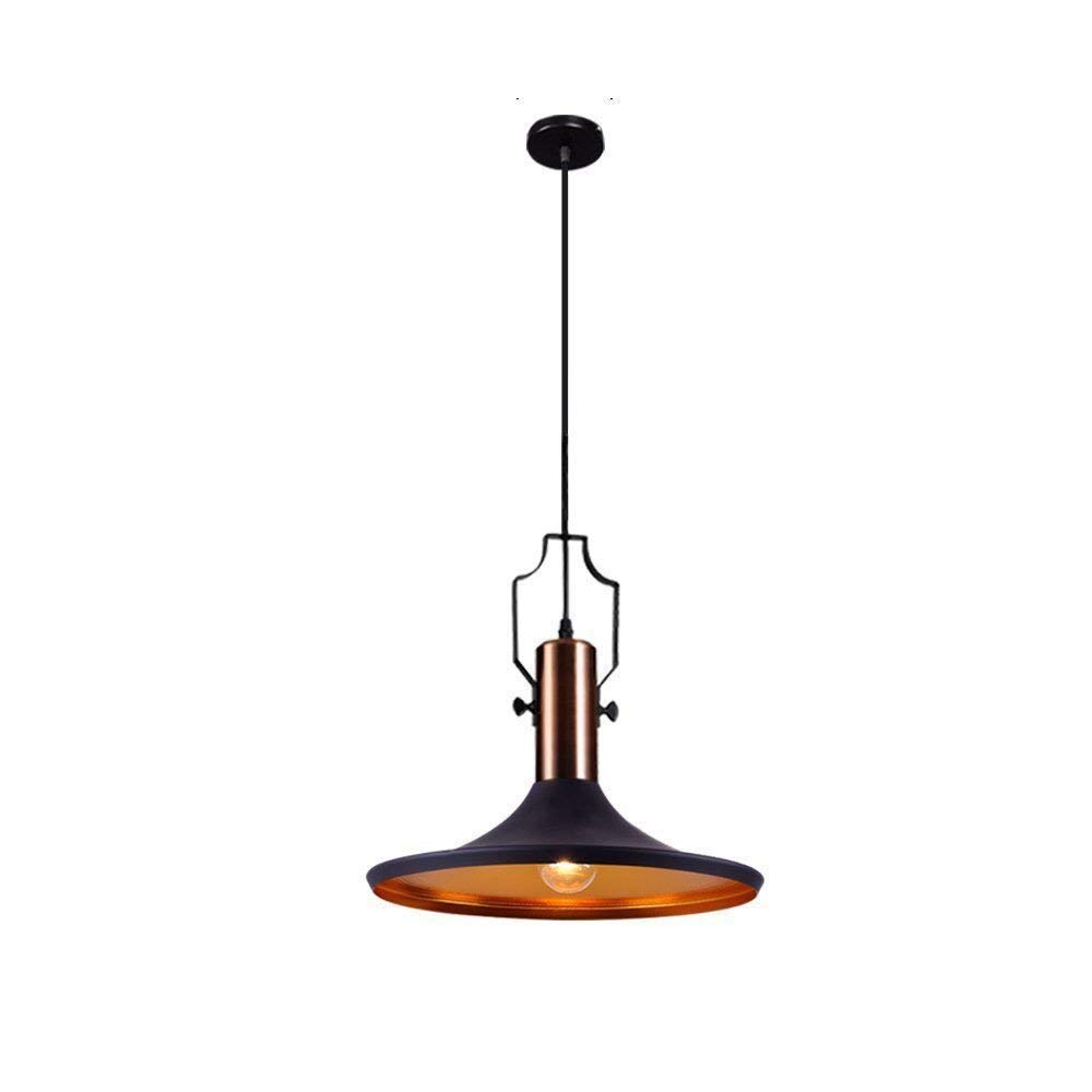 FOSHAN MINGZE Industrial Pendant Light E27 Edison Outer Black Inner Gold Chandelier Ceiling Light Shade for Kitchen/Dining Room/Living Room/Restaurant
