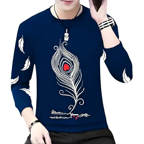 Image of Men Round Neck Cotton Blend Stylish Printed T-Shirt