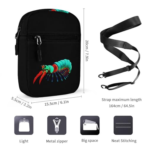 Colorful Mantis Shrimp Small Crossbody Bags Adjustable Satchel Bag Travel Shoulder Bag Crossbody Purse for Women Men2