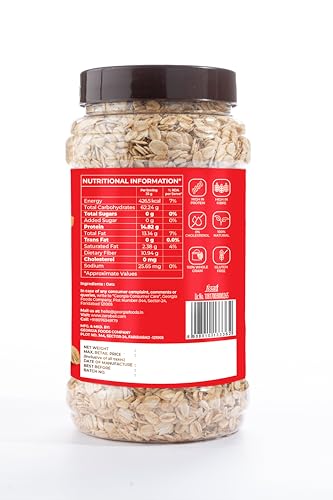 Image of Zerobeli Gluten Free Rolled Oats Jar 600g |100% Wholegrain & Helps Manage Weight| High in Fiber & Protein | Rich in Antioxidants | Old Fashioned Rolled Oat (Pack of 3)