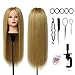 Testa per parrucchieri, DanseeMeibr 26Inch 50% Veri Capelli Testina Parrucchiere Morbido Testa per Acconciature Testa Parrucchiera con Staffa+ DIY Accessori per Capelli