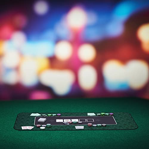 Relaxdays Poker Mat 100 x 60 cm, for all Variations Gambling Table Cover Large, Anti-Slip, incl. Protective Bag, Green, Rubber - Image 2