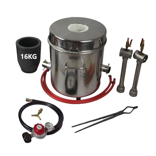 16KG Propane Smelting Furnace Kit with Crucibles, Double Burner Metal Melting Furnace, High Temp Resistance up to 2552℉, Foundy Smelter with Ingot Mold for Copper, Bronze, Aluminum, Brass and Gold