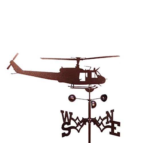 Hidyliu Weathervane Stainless Steel Weather Vane Mount Yard Roof Decoration Metal Helicopter Ornament Black Retro Professional Measuring Tools for Farm Scene Garden Gifts 50 * 35