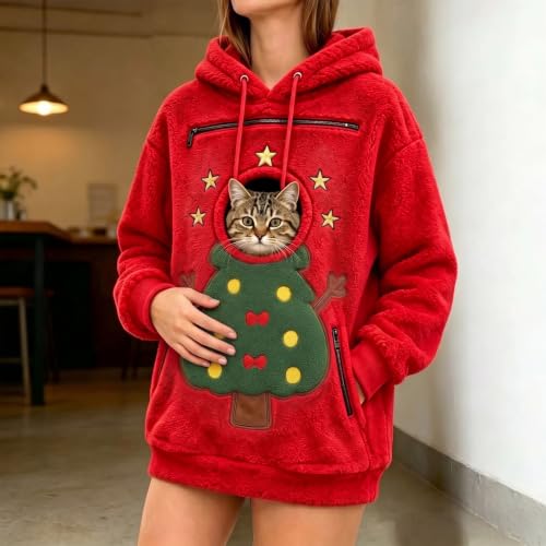 Womens Pet Pouch Hoodie Fleece Cat Dog Carrier Hoodies with Zip Pockets - image 2