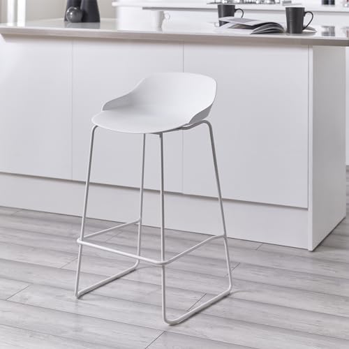 Tabourets Rocco Julian Bowen blancs en polypropylène design épuré 83 cm - 2