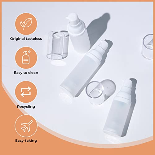 Longway 1.7Oz 50Ml Airless Cosmetic Cream Pump Bottle Travel Size Dispenser Refillable Containers/Foundation Travel Pump Bottle For Shampoo（Pack Of 6, Frosted Translucent） #TOP7